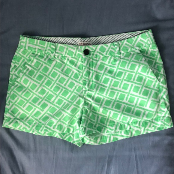 Merona Green & White Geometric Chino Shorts - Picture 1 of 4